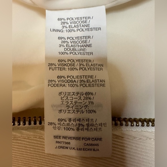 J Crew Black Label Ivory Zip-Front Pencil Skirt Size 6P - Picture 7 of 9